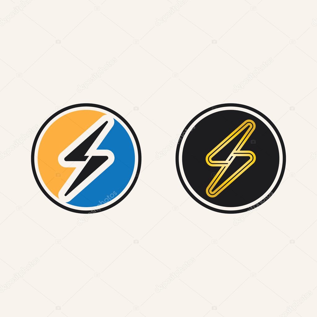 Dynamic Electric Bolt Logo in Vector Art Style with Lightning Thunder Energy Illustratio