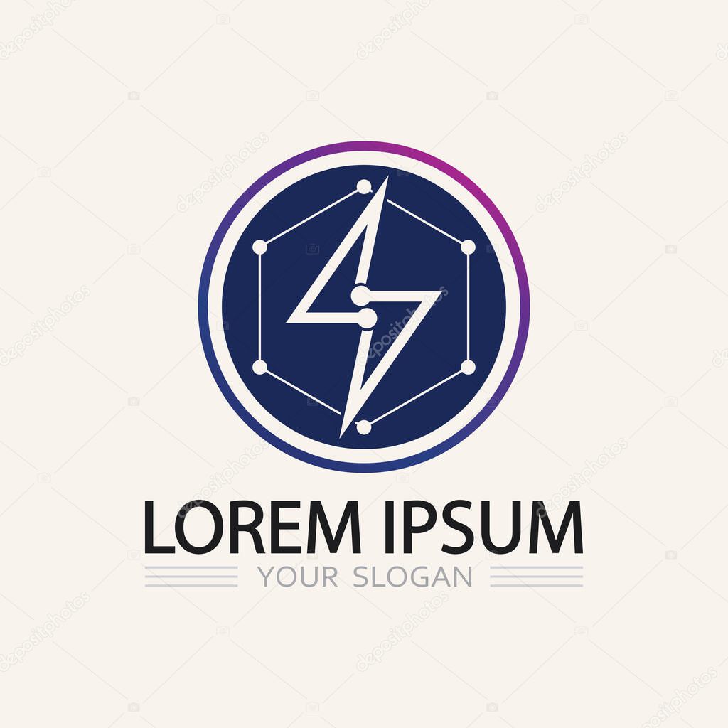 Striking Thunderbolt Electric Logo Vector with Flash Line Symbol and Lightning Energy Shap
