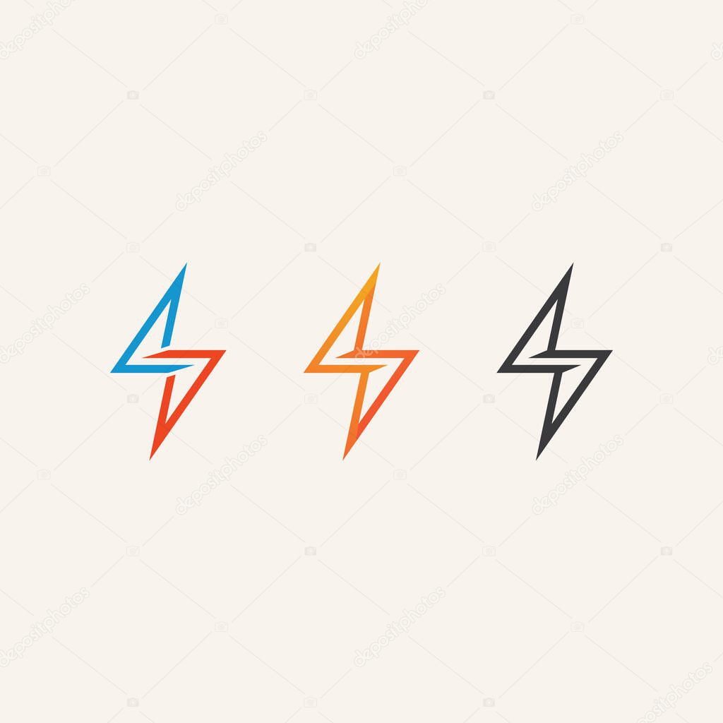Powerful Lightning Bolt Logo Design with Electric Energy Flash Icon in Vector Style Forma