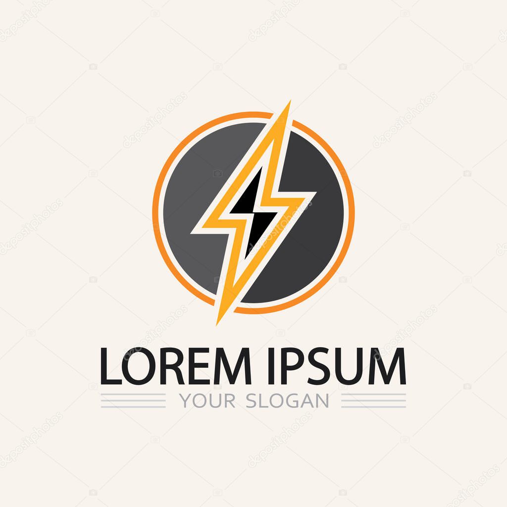 Vector Electric Storm Logo with Lightning Flash Icon for Energy Business and Power Brandin