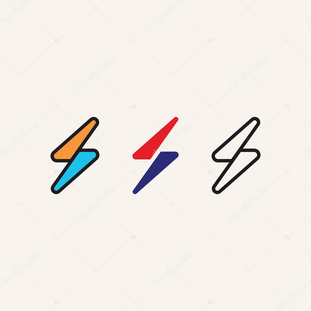 Lightning Thunder Strike Logo Vector with Abstract Energy Icon and Powerful Electric Line