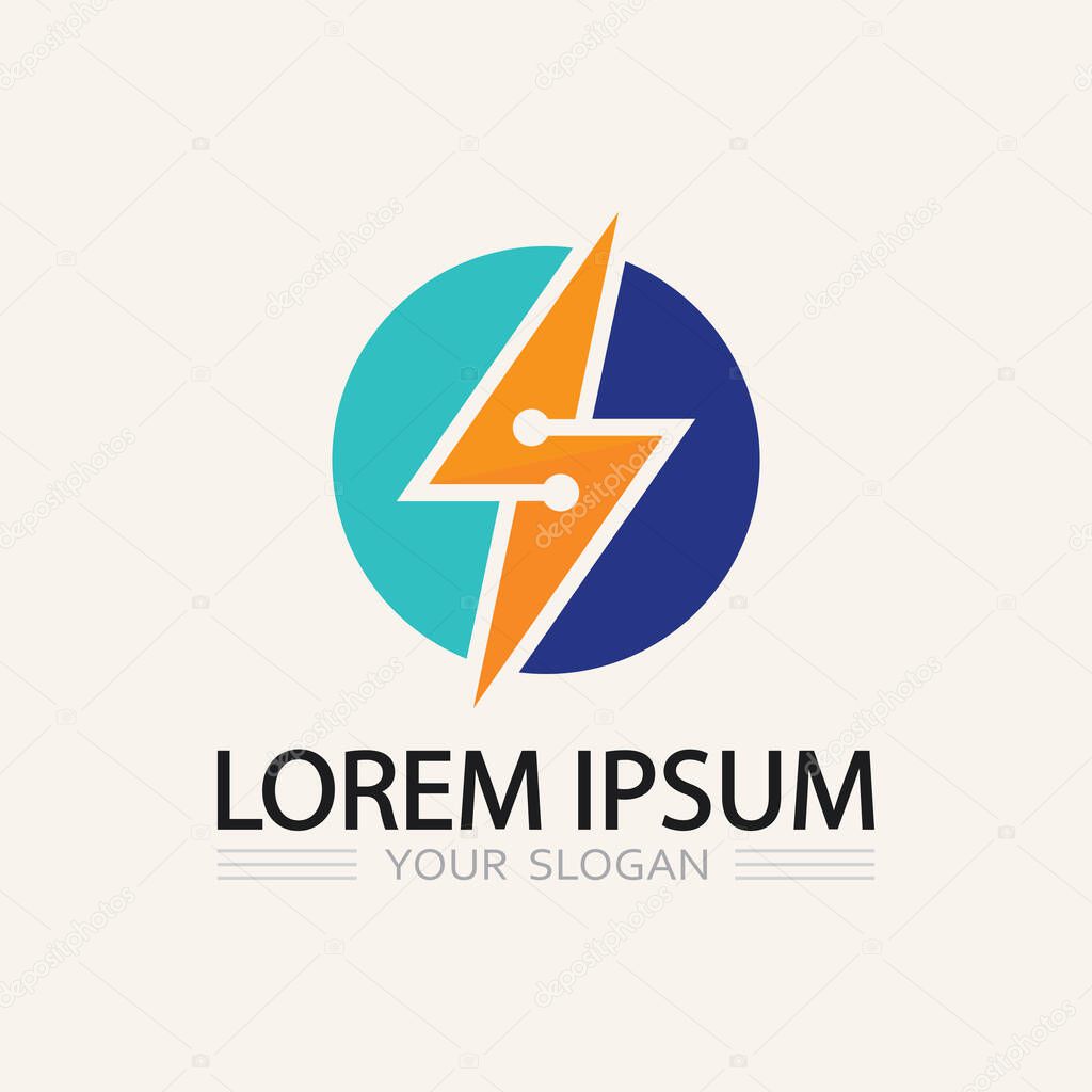 Electric Bolt Symbol Logo Vector with Storm Energy Icon in Minimalist Thunder Styl