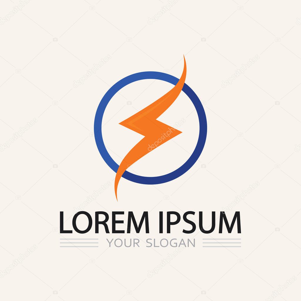 Abstract Vector Lightning Emblem with Shock Wave Lines for Energy, Technology, and Electric Startup Brand