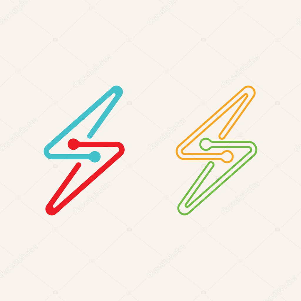 High Voltage Thunderbolt Icon Vector with Electric Current Lines for Technology and Engineering Brandin