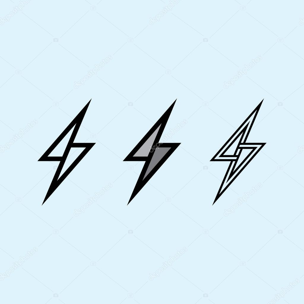 Thunderbolt Lightning Logo Design Icon with Electric Power Energy Symbol for Technology Branding Concept