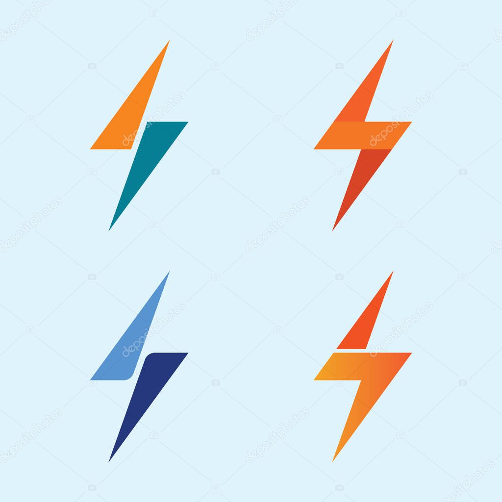 Vector Lightning Bolt Logo and icon set Template with Modern Electric Thunder Symbol for Business and Branding Identity