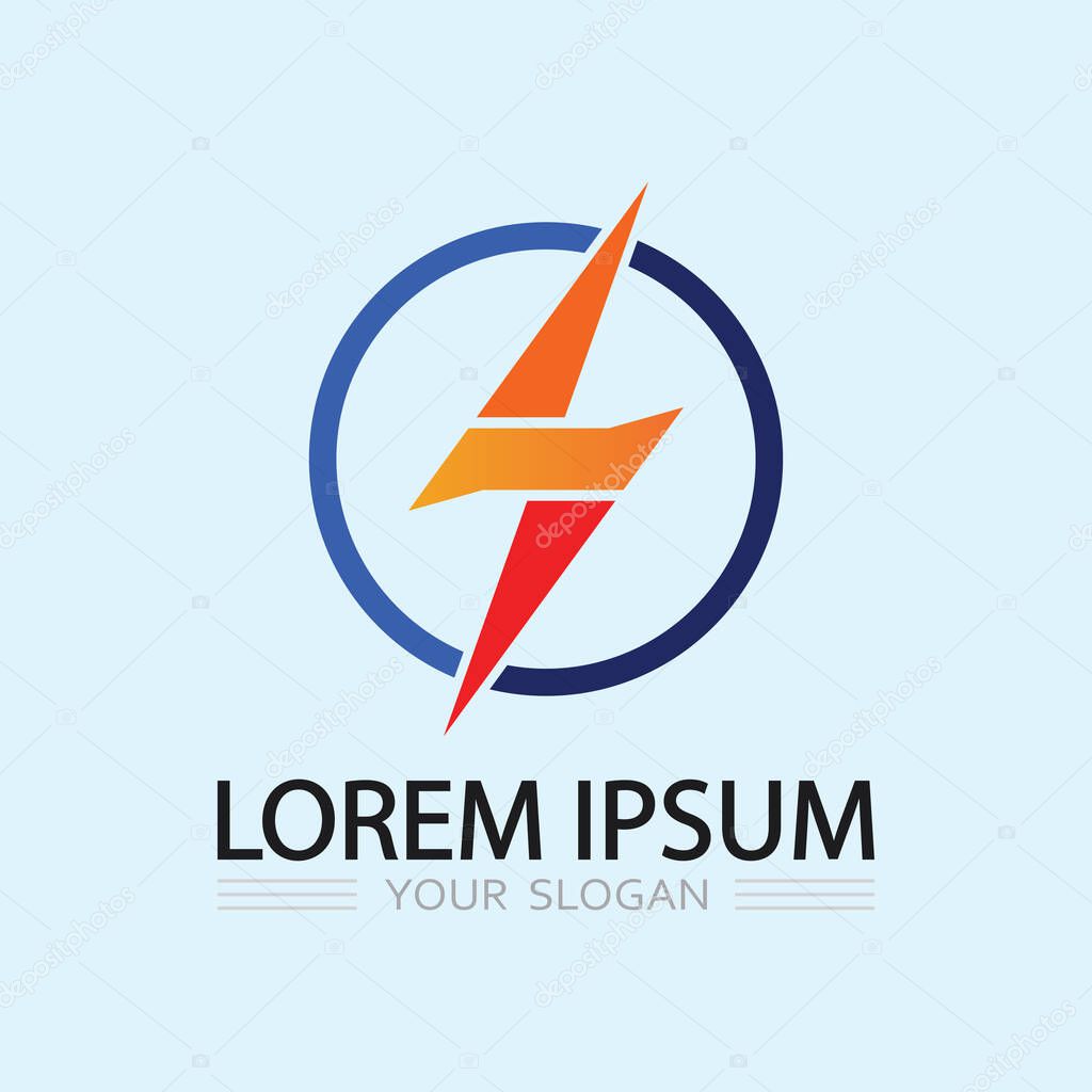 Vector Lightning Bolt Logo Template with Modern Electric Thunder Symbol for Business and Branding Identity