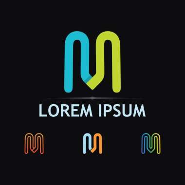 Düz Vektör Grafiklerinde Renkli M Harfi Simgesi Tasarımı