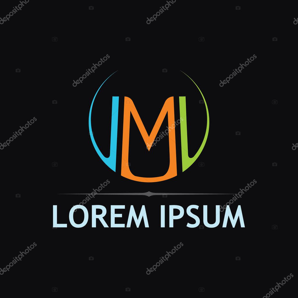 Corporate Logo Template with Stylish Vector Letter M Design