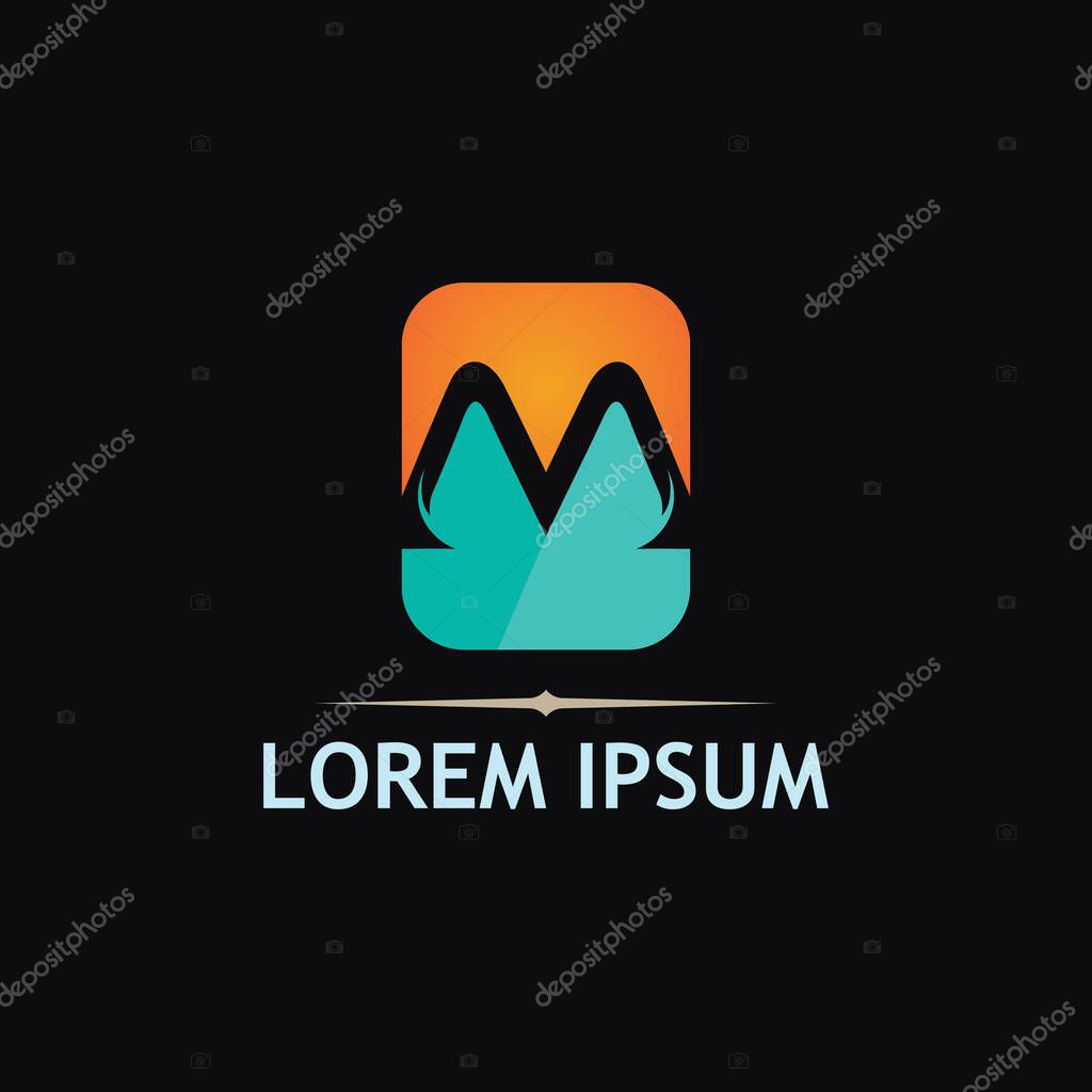 Typography Based Vector Logo Featuring Letter M Shape