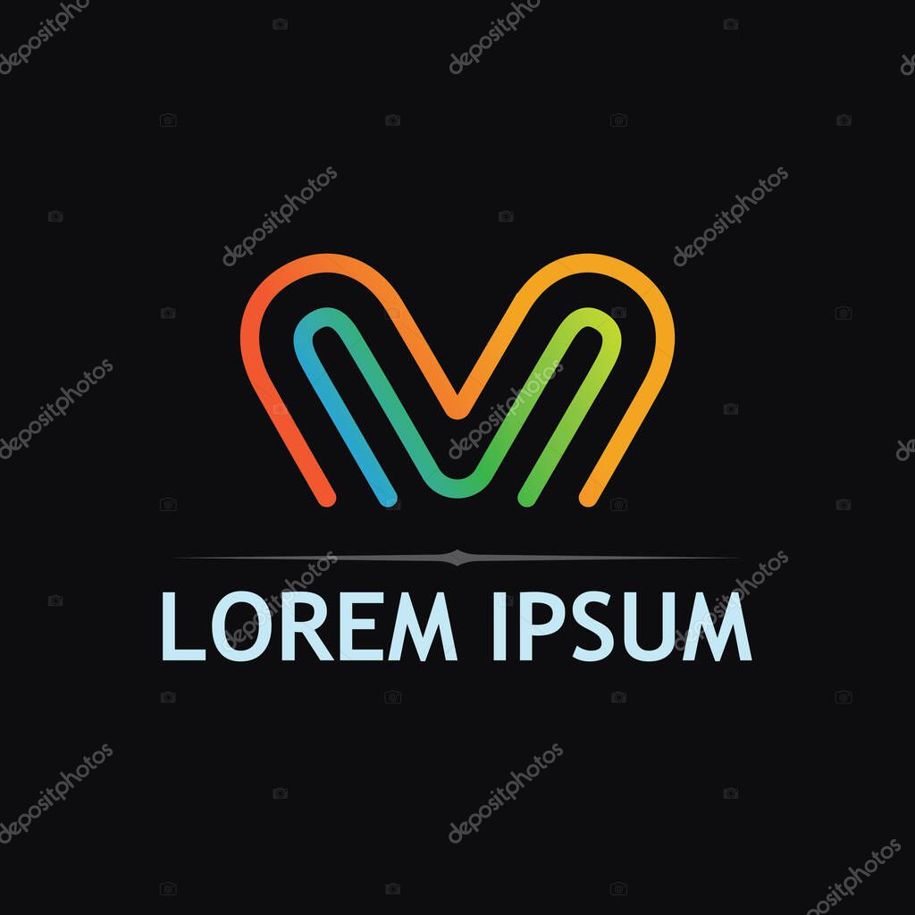 Vector Logo for Business with Stylish Monogram Letter M