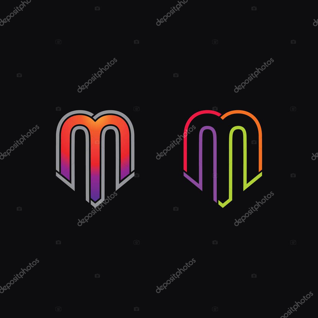 Futuristic Vector Icon Logo Design of the Letter M