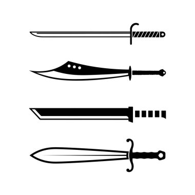 Samuray Katana Kılıç Logosu Minimalist Vektör Kavramı