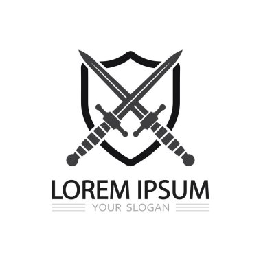 Fantezi Kılıç Logosu Kalkanlı Oyun ve Silah Markaları Tasarımı
