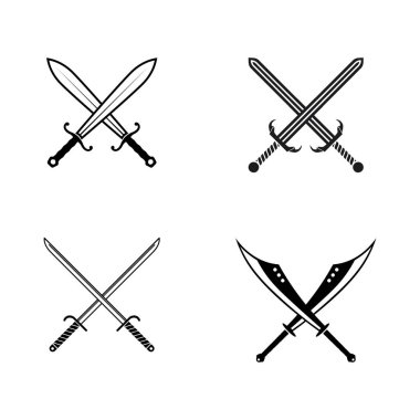 Savaş hançeri ve Kılıç Logosu Vintage Vector Styl ile