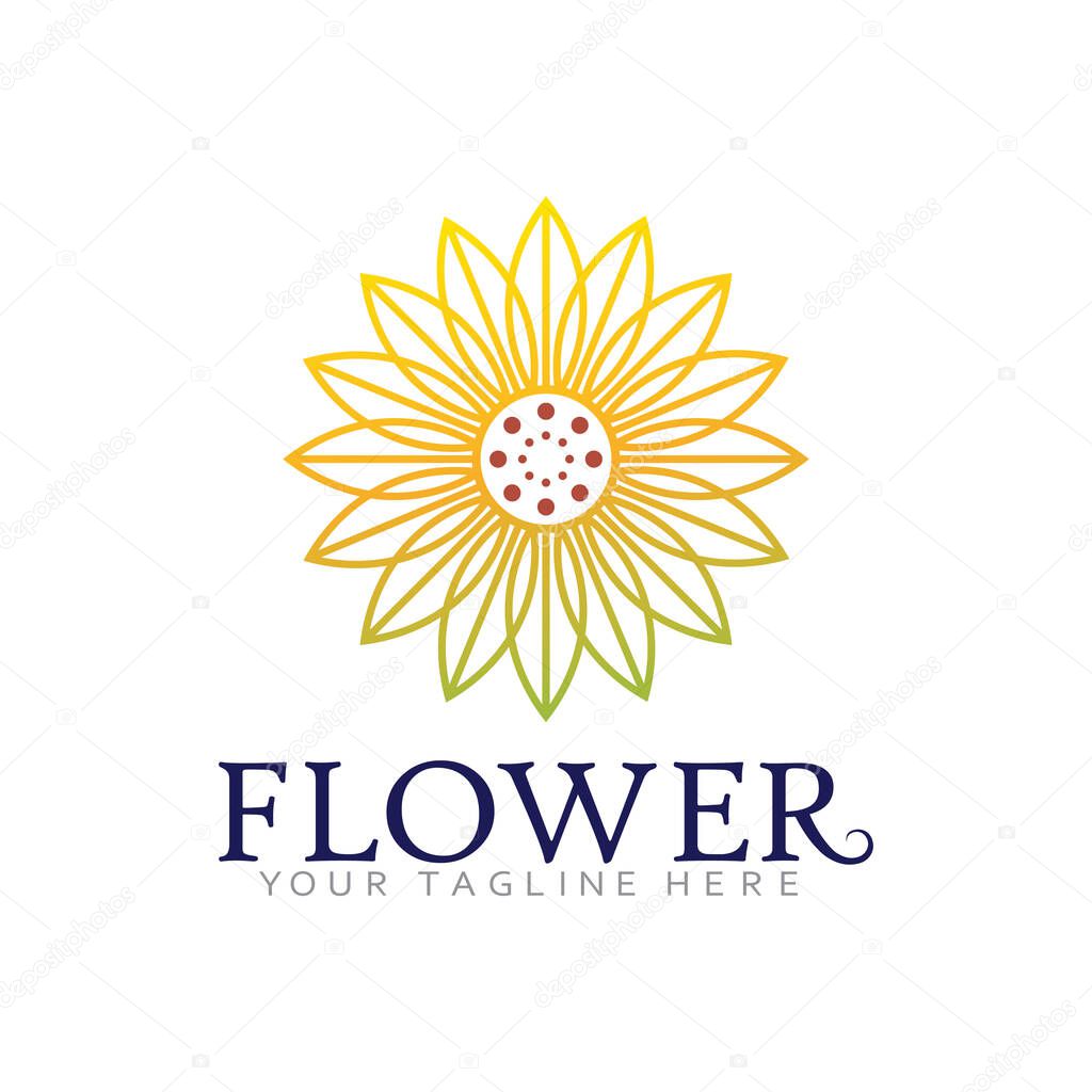 Mandala Style Flower Logo with Nature Inspired Pattern