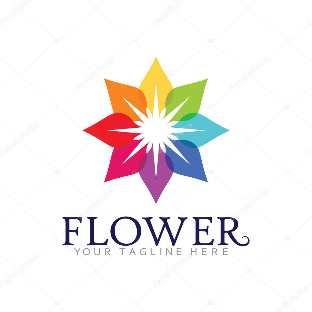 Natural Flower Logo Icon with Soft Blooming Vector Shape