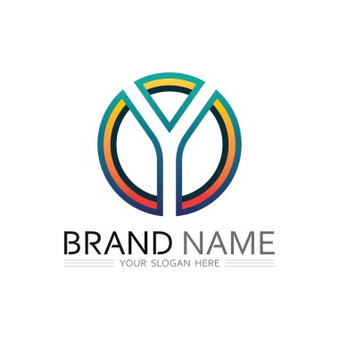 Y Harfi Logosu Soyut Dijital Biçim ve Parlak Vektör Biçimi