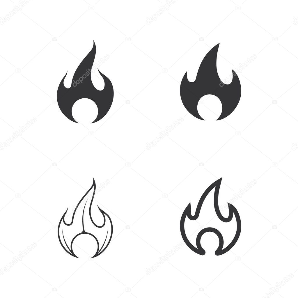 Burn logo vector design with fire flames and minimalistic modern logo style