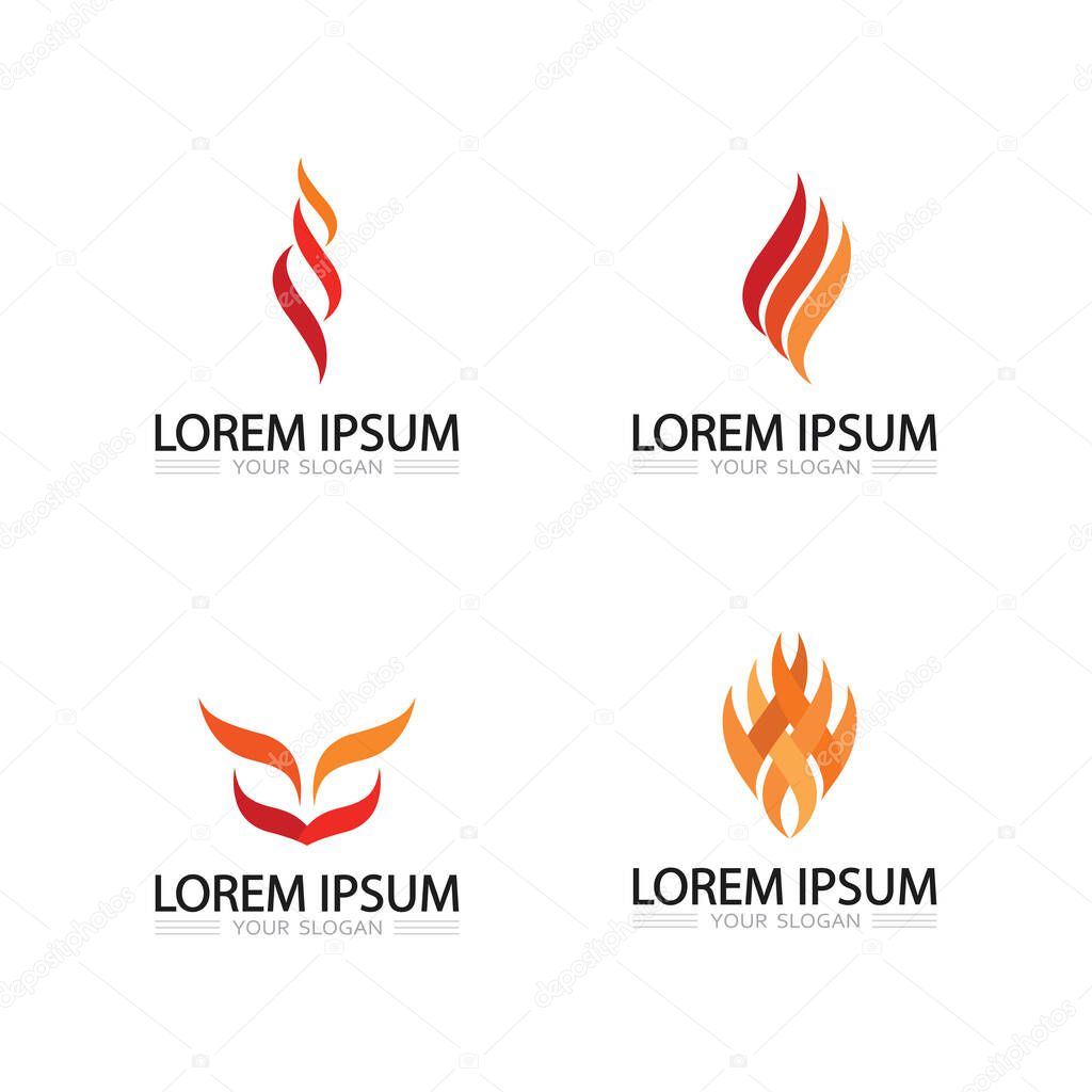 Abstract fire flame logo design with modern vector style for microstock icons