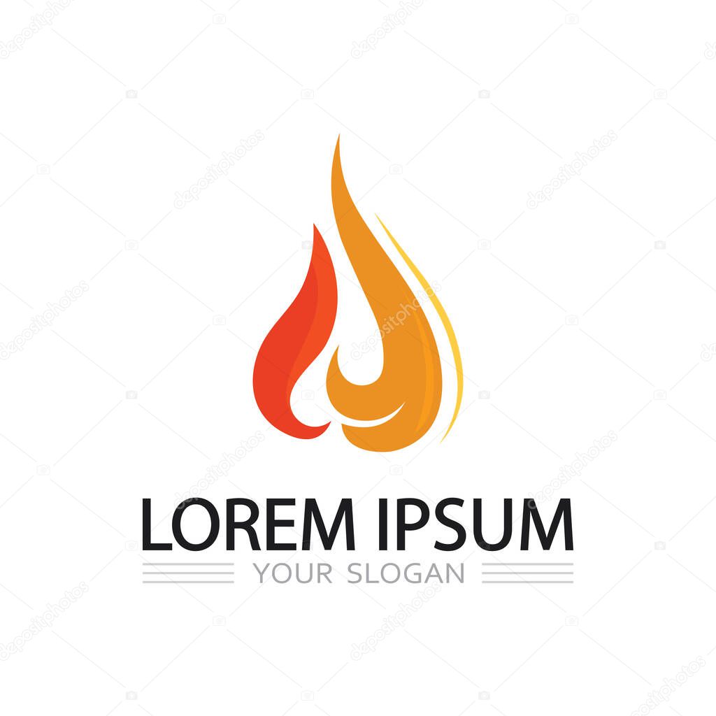 Hot blazing flame vector icon logo template for fire themed graphic design