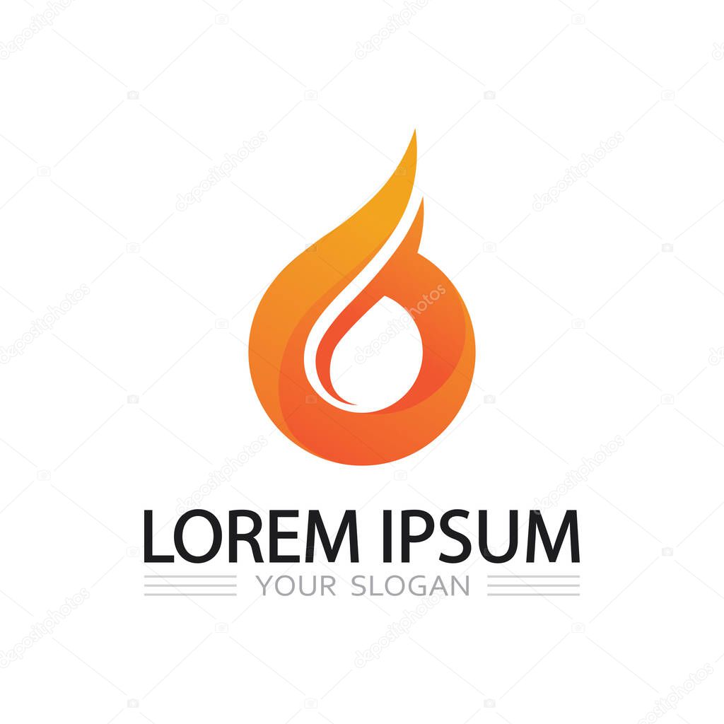 Energy fire flame logo vector illustration for power, fuel, and tech branding
