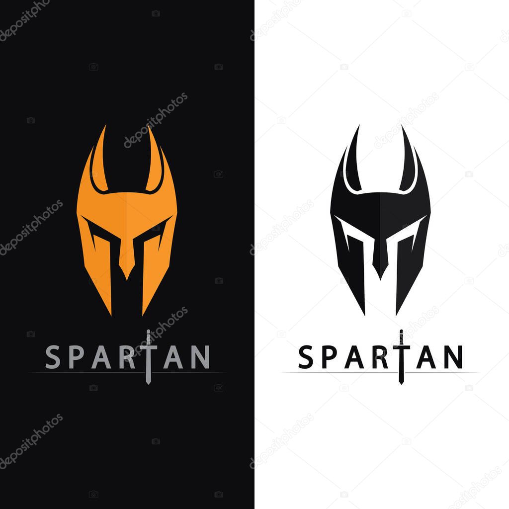 Gladiator Head in Helmet Logo Design Vector for Medieval Fighting Champion Symbol