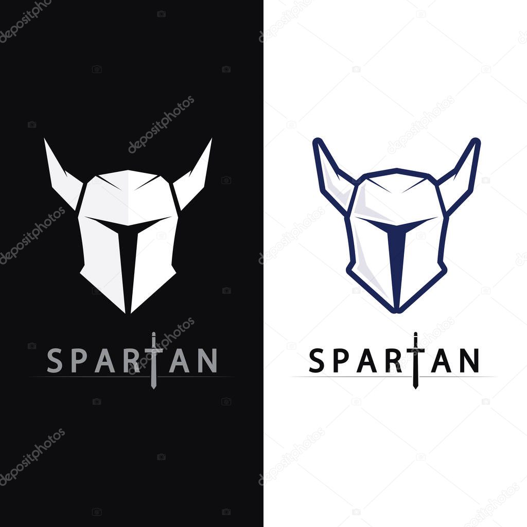 Gladiator Helmet Logo Vector Illustration with Shield and Warrior Battle Concept