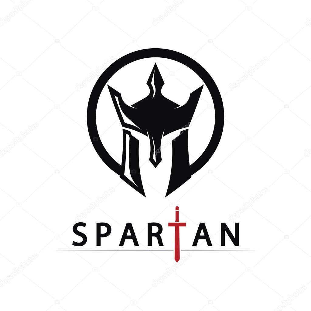 Roman Gladiator Head Logo with Battle Helmet Vector and Legendary Fighter
