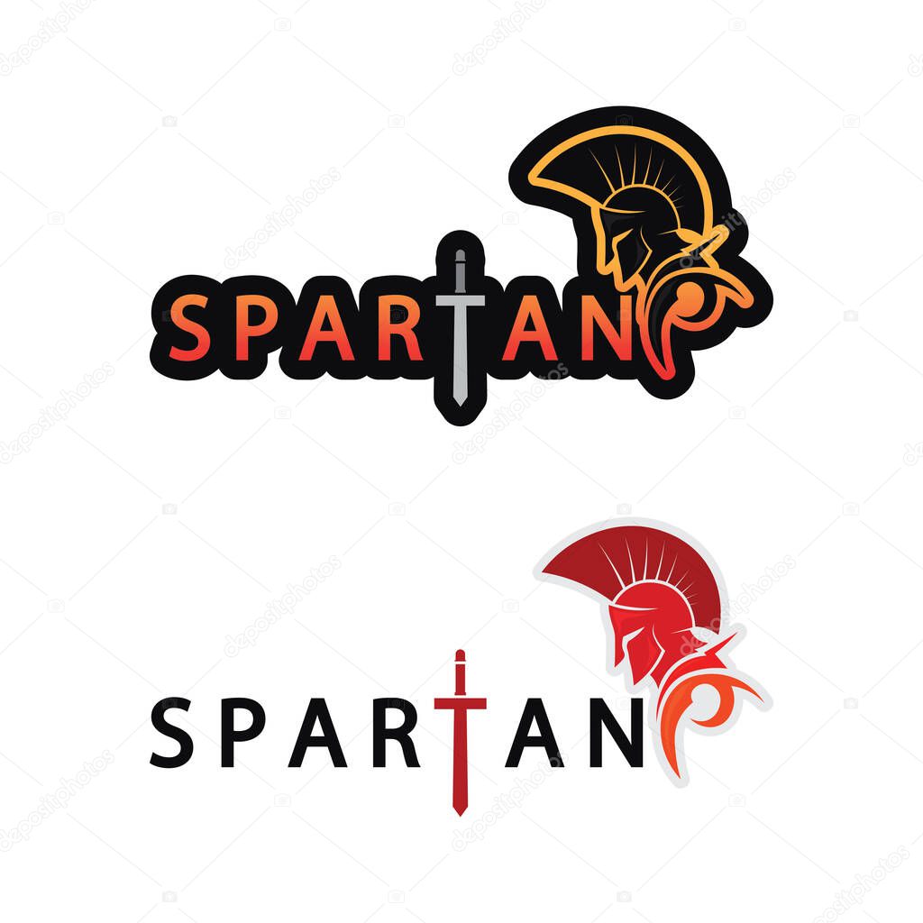 Spartan Face Vector Logo in Warrior Helmet for Historical Combat Symbol Design