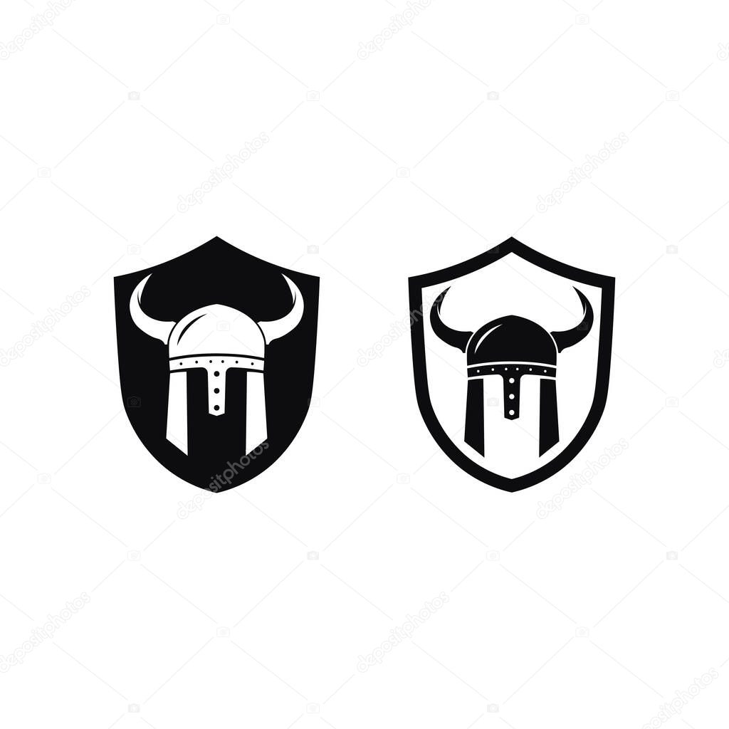 Spartan Sword and Helmet Vector Logo for Classic Battle Warrior Icon Design