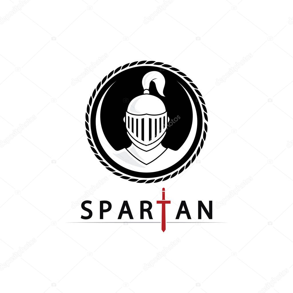 Spartan Warrior Vector Logo Design Featuring Helmet Crest and Shield Emblem Style