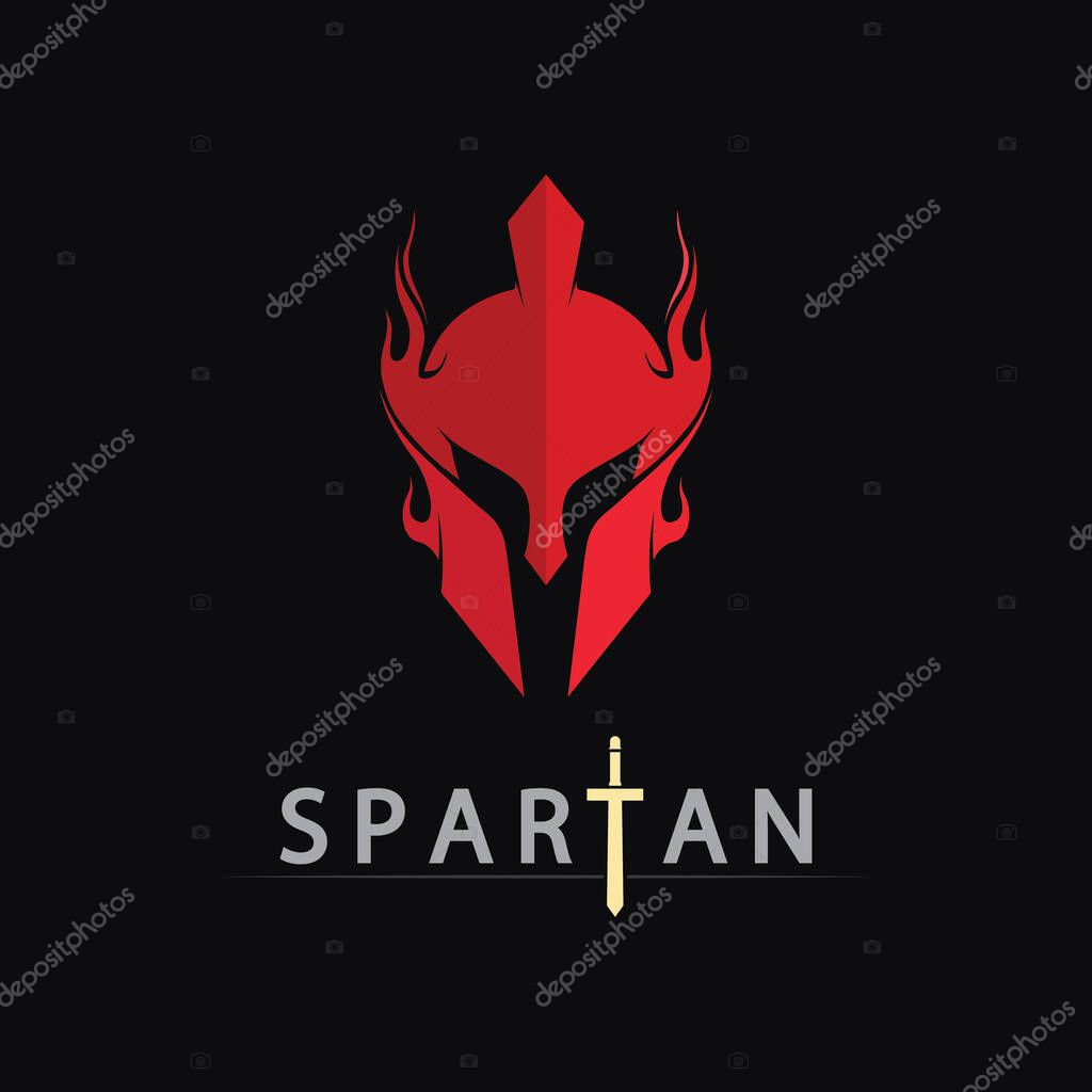 Gladiator Warrior Logo Design with Sword and Helmet in Bold Vector Style