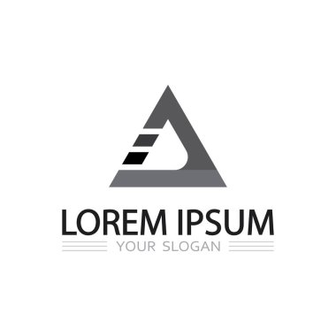 Yaratıcı iş kimliği için fütürist konsepte sahip üçgen sembol logo vektörü