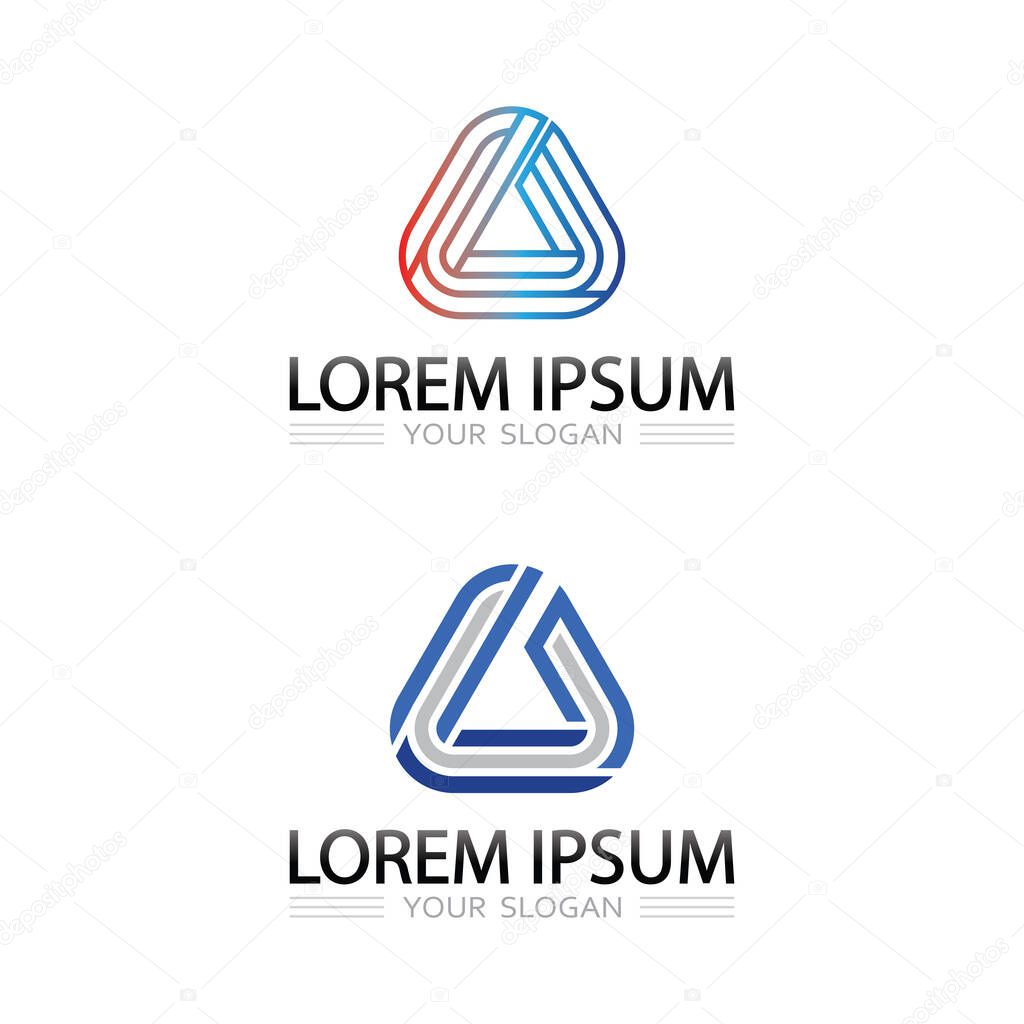 Geometric Lettermark with Triangle Structure and Prism Color Style in Vector Design