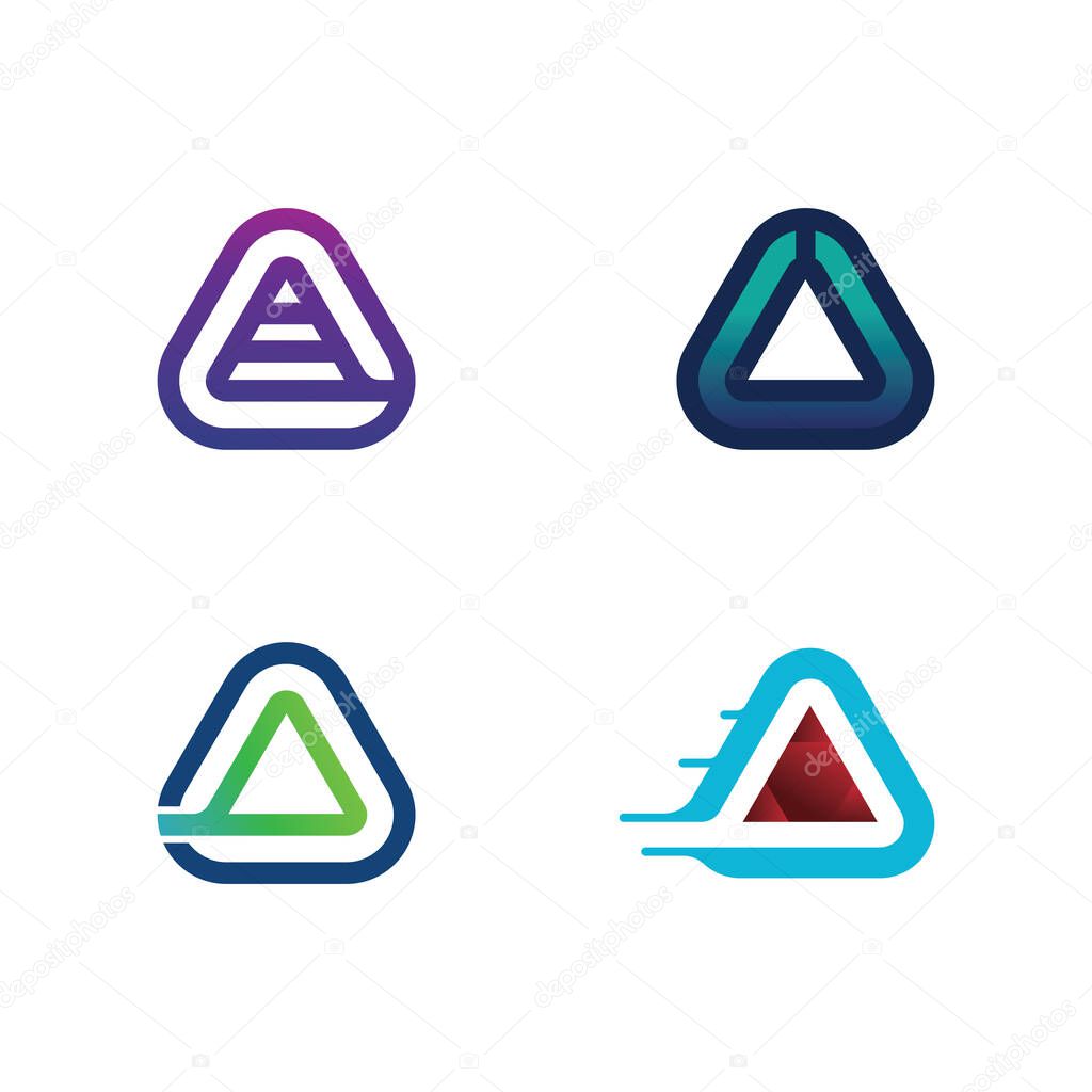 Prismatic Letter Logo in Triangle Composition Featuring Color Gradient Vector Design Concept