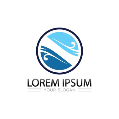 Yaratıcı modern kimlik için mavi gradyan dalga ve su sıçrama vektör logosu