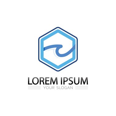 Modern markalaşma kimliği için mavi okyanus dalgası su logosu vektör tasarımı simgesi