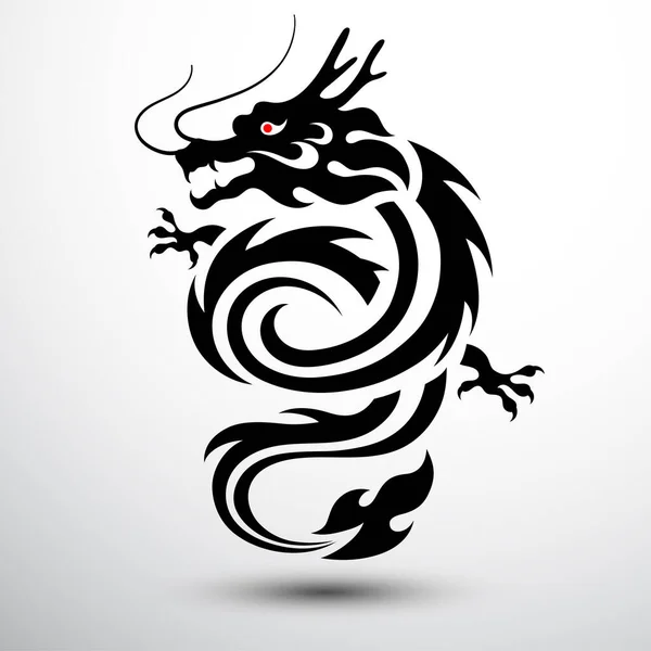 中国の龍のシンボルデザイン ベクトルイラスト — ストックベクタ