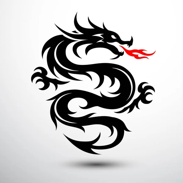 Chinees Dragon Symbool Ontwerp Vector Illustratie — Stockvector