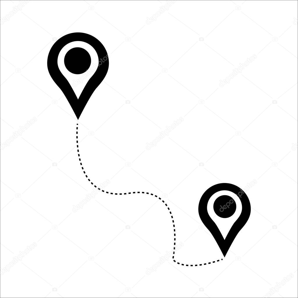 Route Optimization line icon, Route icon between two points with dotted