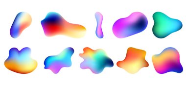 3D renkli sıvı damlacık şekilleri koleksiyonu