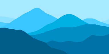 mavi dağ manzarası düz tasarım çizimi