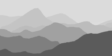 Dalgalanan dağ manzarasının tek renkli çizimi