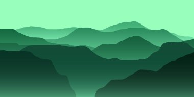 Şafak vakti dağlardaki yeşil dağ manzarasının gösterimi