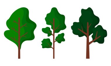 çizgi film ağaçları vektör illüstrasyon elementleri tasarımı