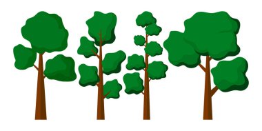 Çizgi film yeşil ağaçlarının vektör tasarım ögesi koleksiyonu