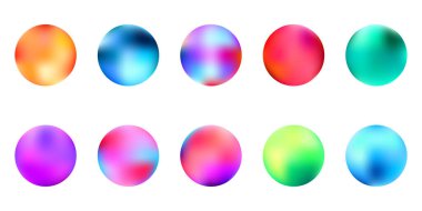 Renkli bir holografik küre şekil tasarım ögesi koleksiyonu