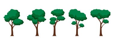 Vektör yeşil ağaçlar, doğa çizgi film orman klipsi sanatı.