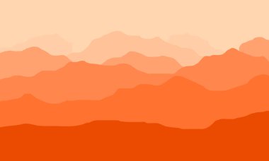 Katmanlı turuncu siluetleri olan soyut çöl manzarası, sıcak, minimal arkaplan ve tasarım kullanımı için mükemmel..